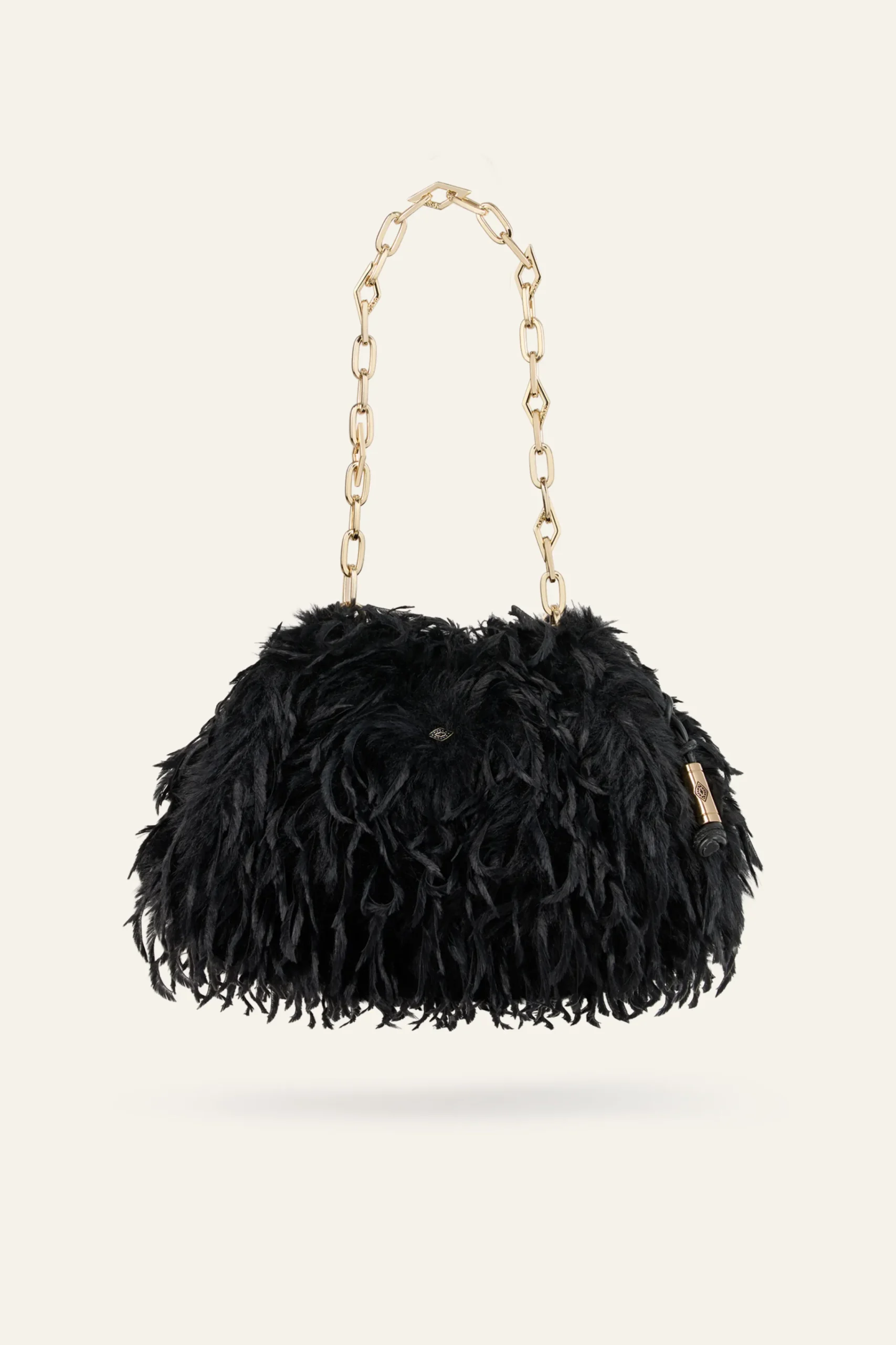 Ba&Sh JUNE bolso de mano de plumas NEGRO