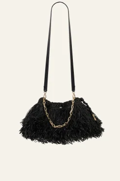 Ba&Sh JUNE bolso de mano de rafia con flecos NEGRO Clearance