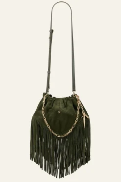 Ba&Sh JUNE bolso mini de ante VERDE