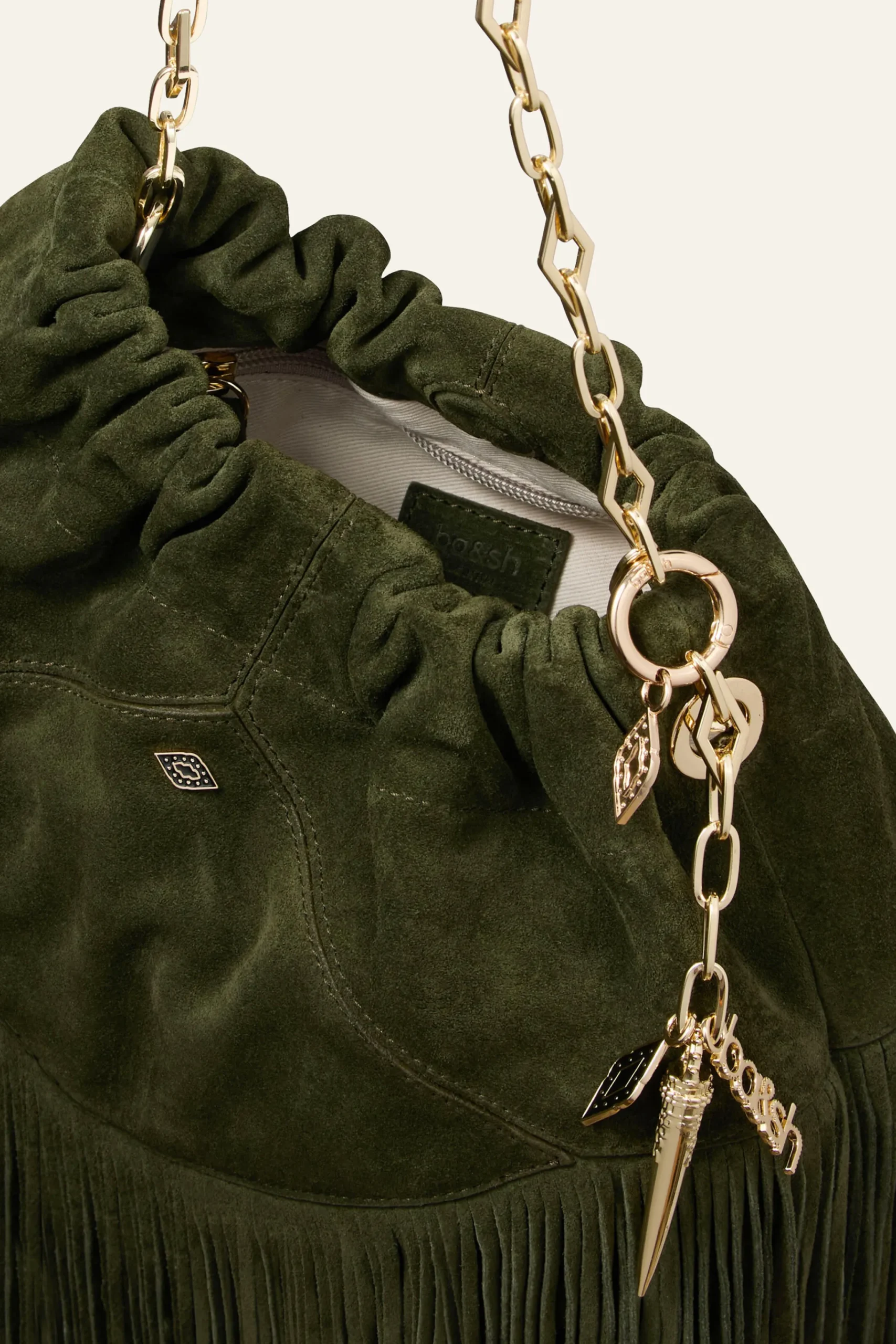 Ba&Sh JUNE bolso mini de ante VERDE