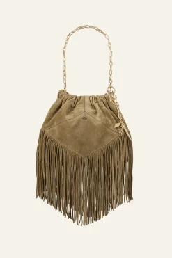 Ba&Sh JUNE bolso mini de ante VERDE Discount