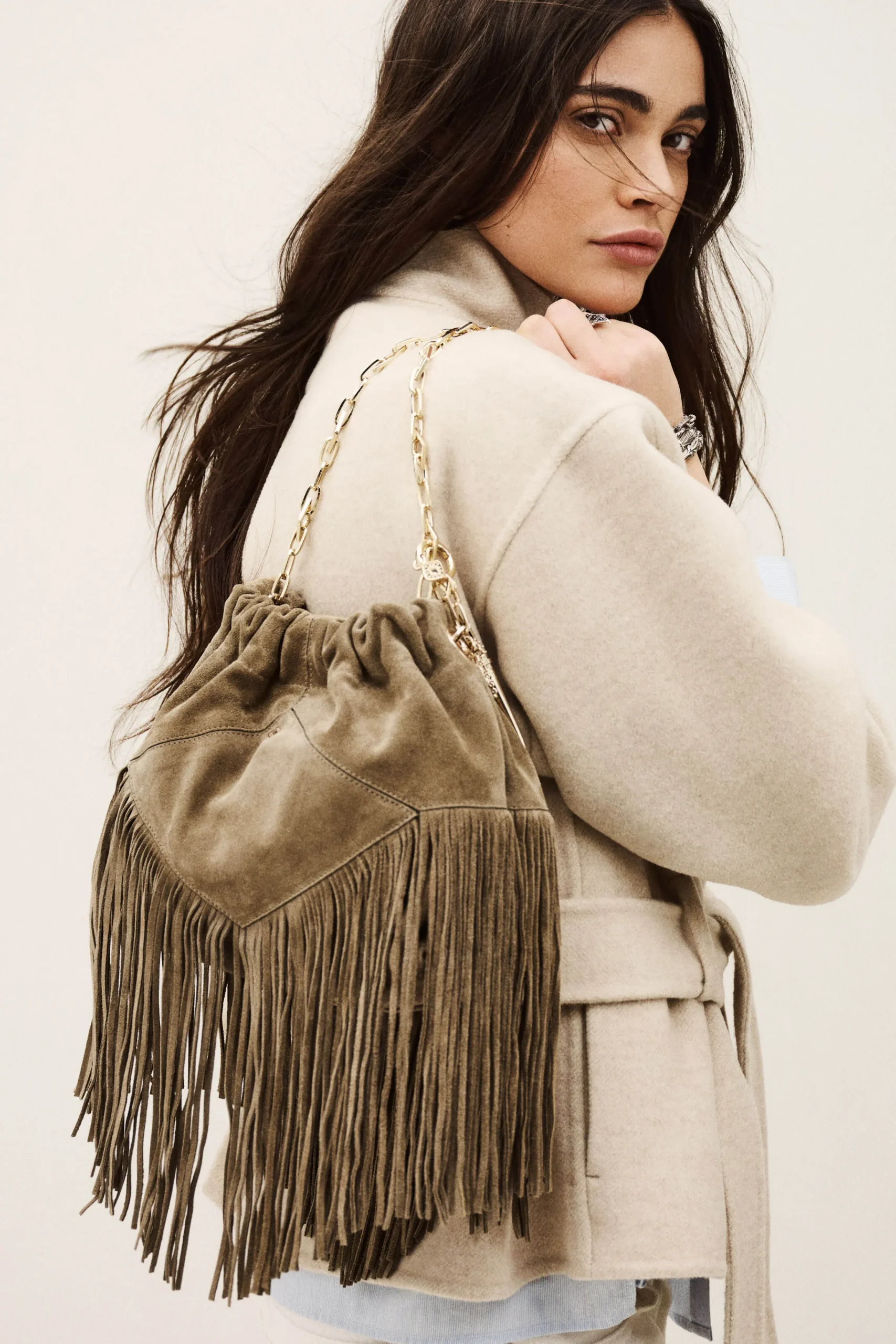 Ba&Sh JUNE bolso mini de ante VERDE Discount