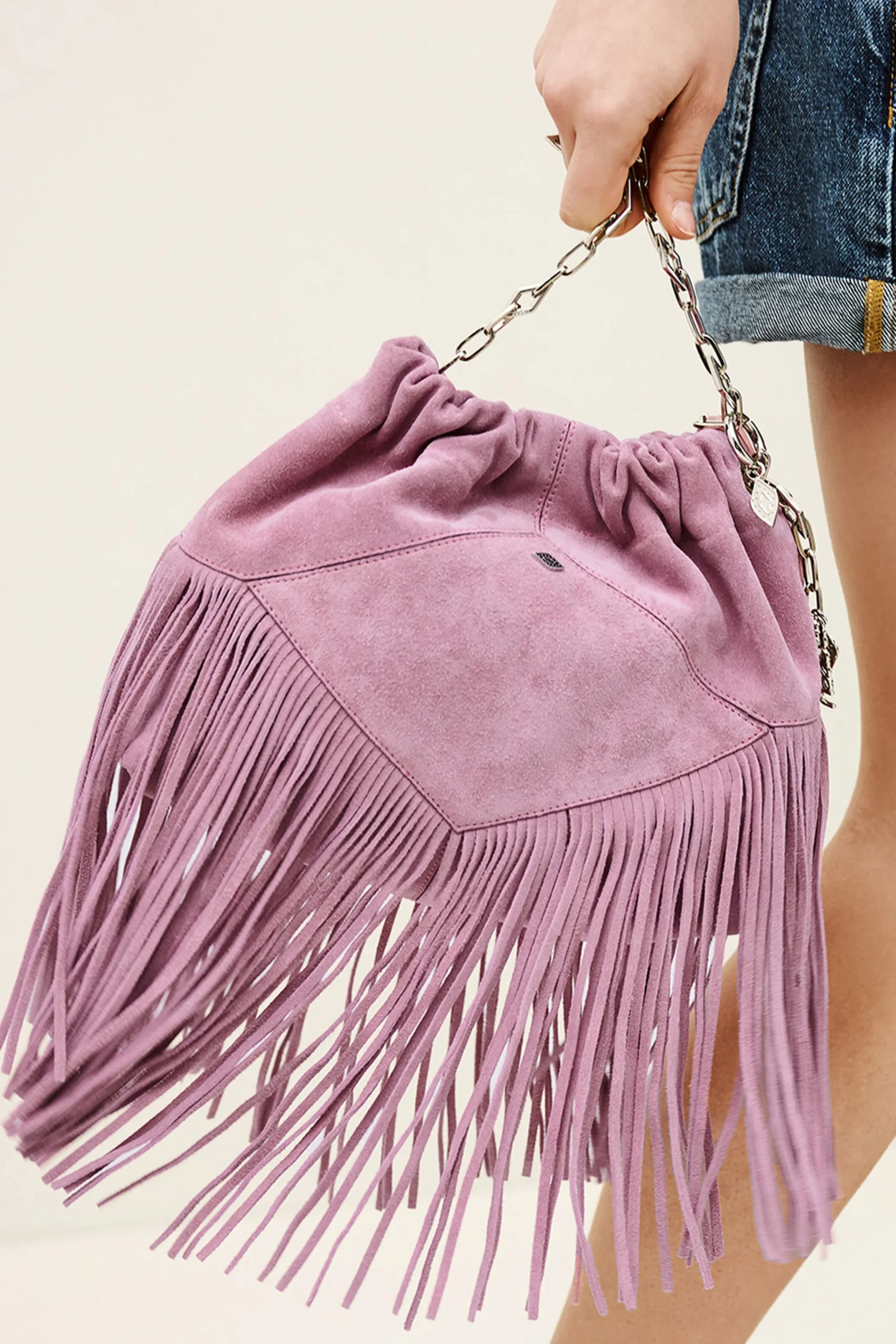 Ba&Sh JUNE bolso mini de ante PINK New