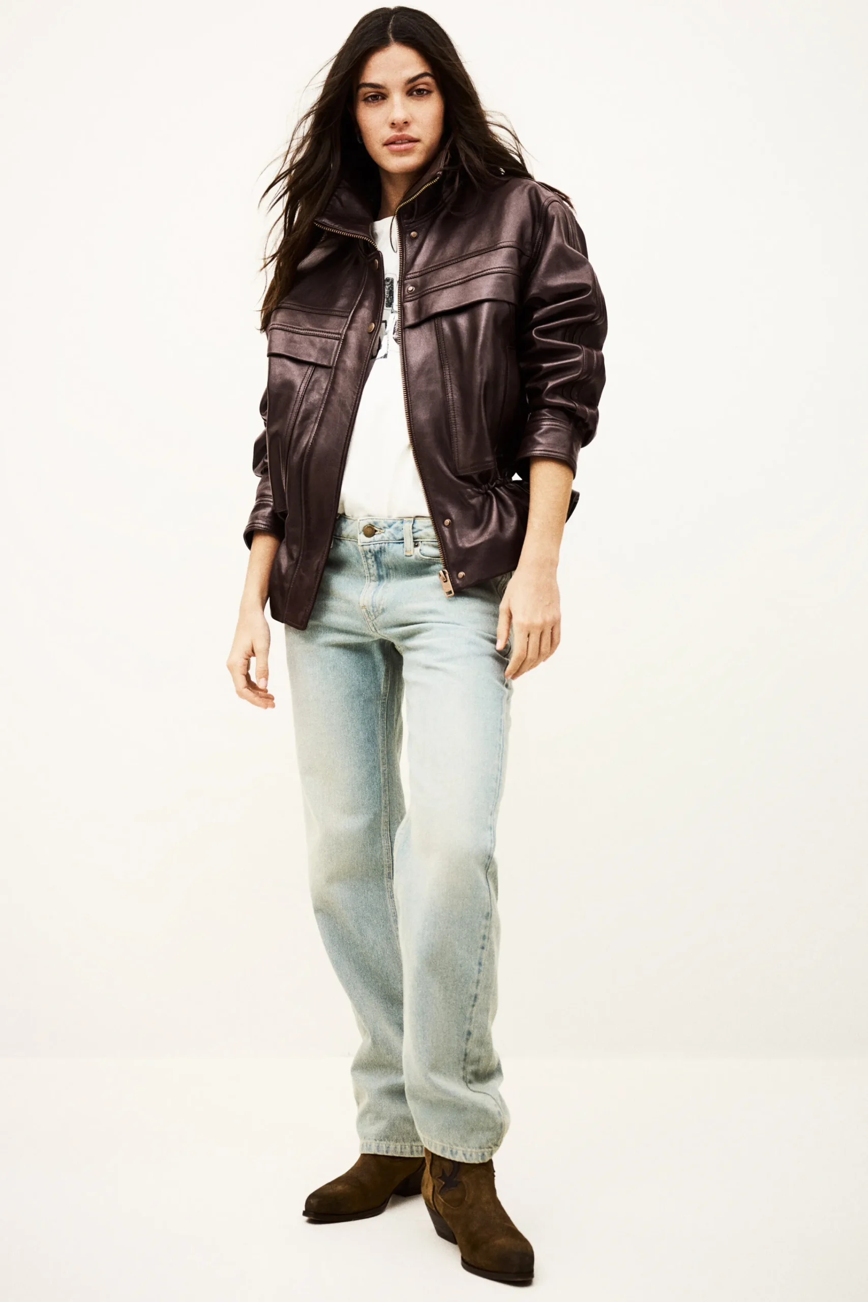 Ba&Sh KASSIA chaqueta de cuero oversize ROJO Online