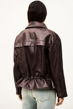Ba&Sh KASSIA chaqueta de cuero oversize ROJO Online