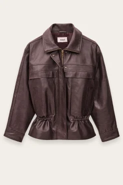 Ba&Sh KASSIA chaqueta de cuero oversize ROJO Online