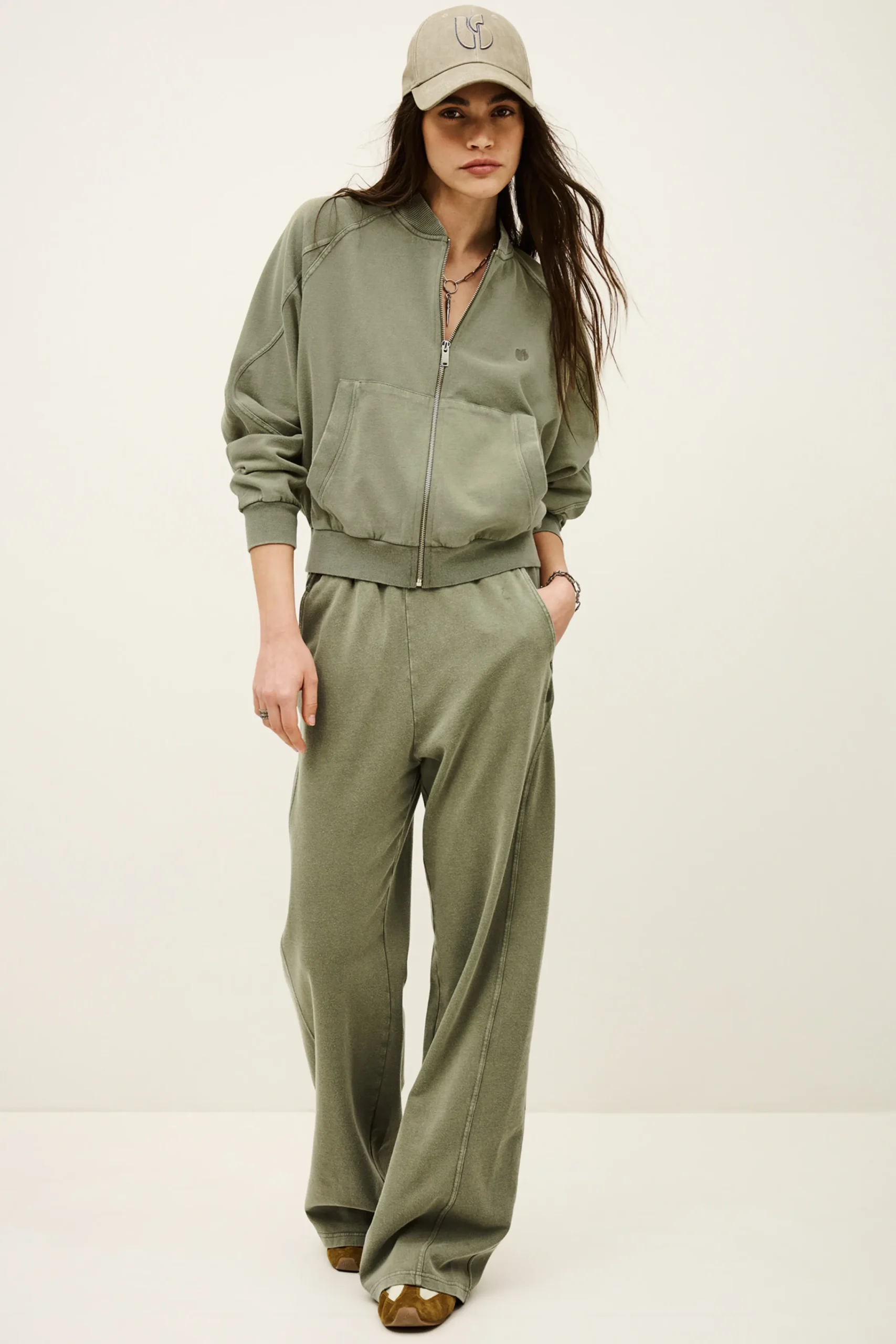 Ba&Sh KIRA sudadera de algodón con cremallera VERDE Sale