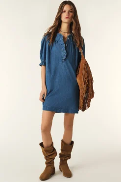 Ba&Sh LICONI vestido corto de mezclilla AZUL Sale
