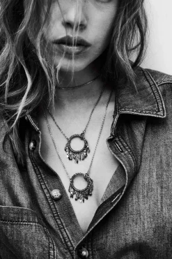 Ba&Sh LINA collar largo con aro GRIS Outlet