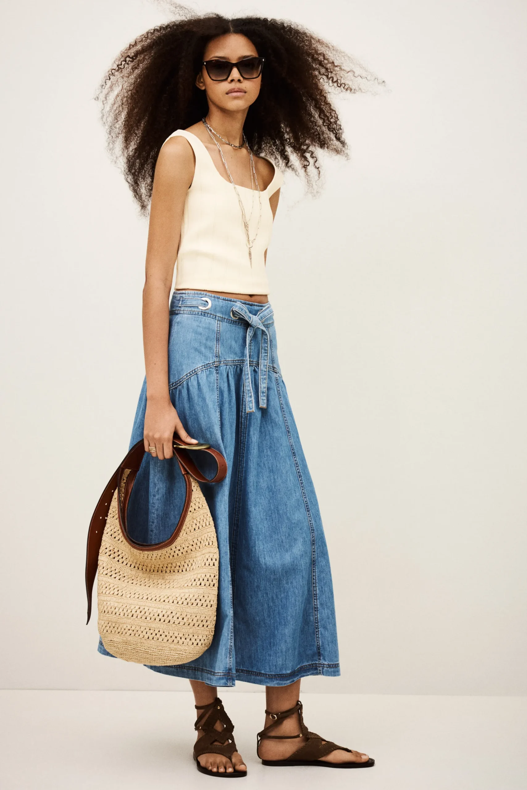 Ba&Sh LONIA falda midi AZUL Online