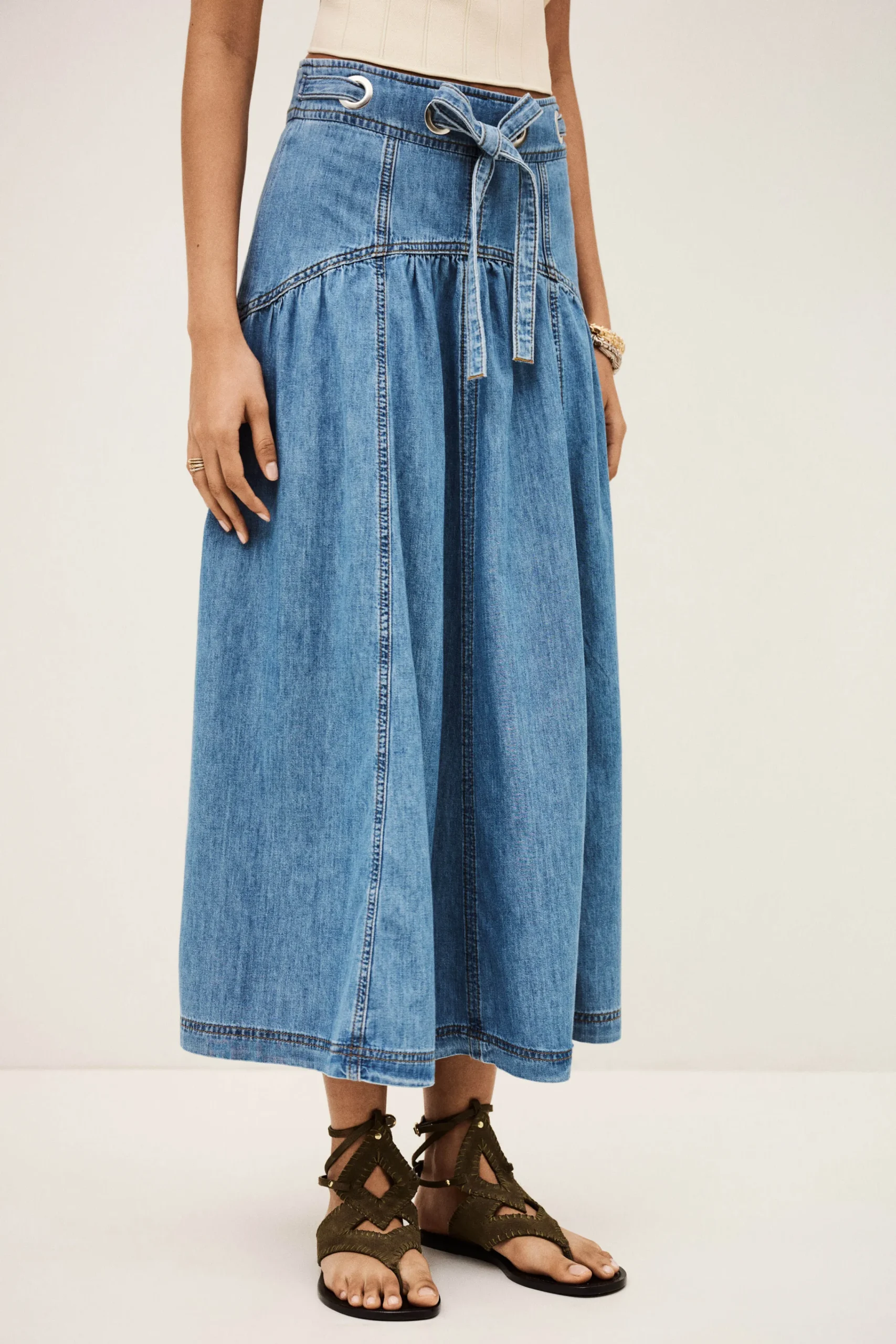 Ba&Sh LONIA falda midi AZUL Online