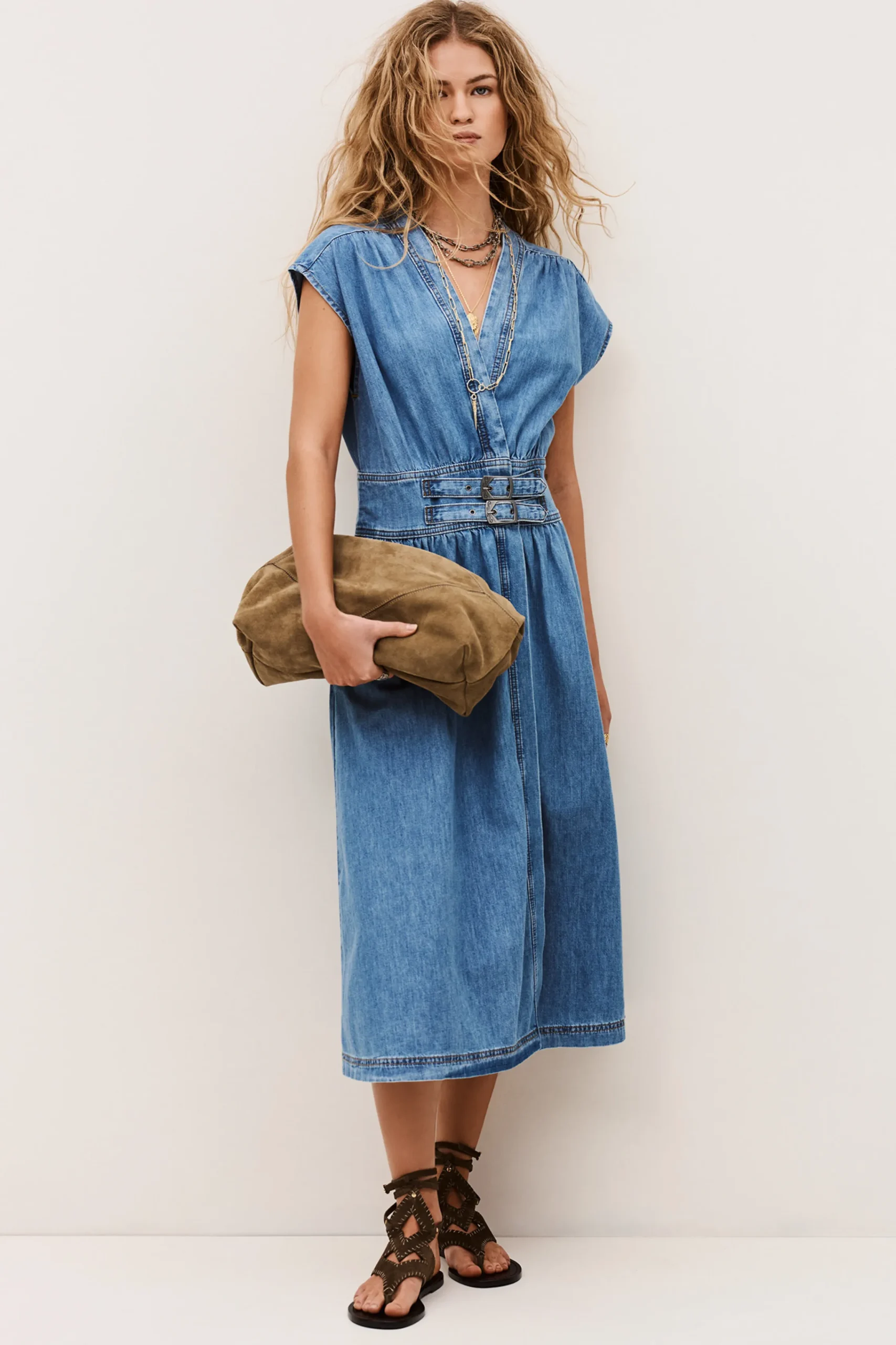 Ba&Sh LOVE vestido midi AZUL Sale