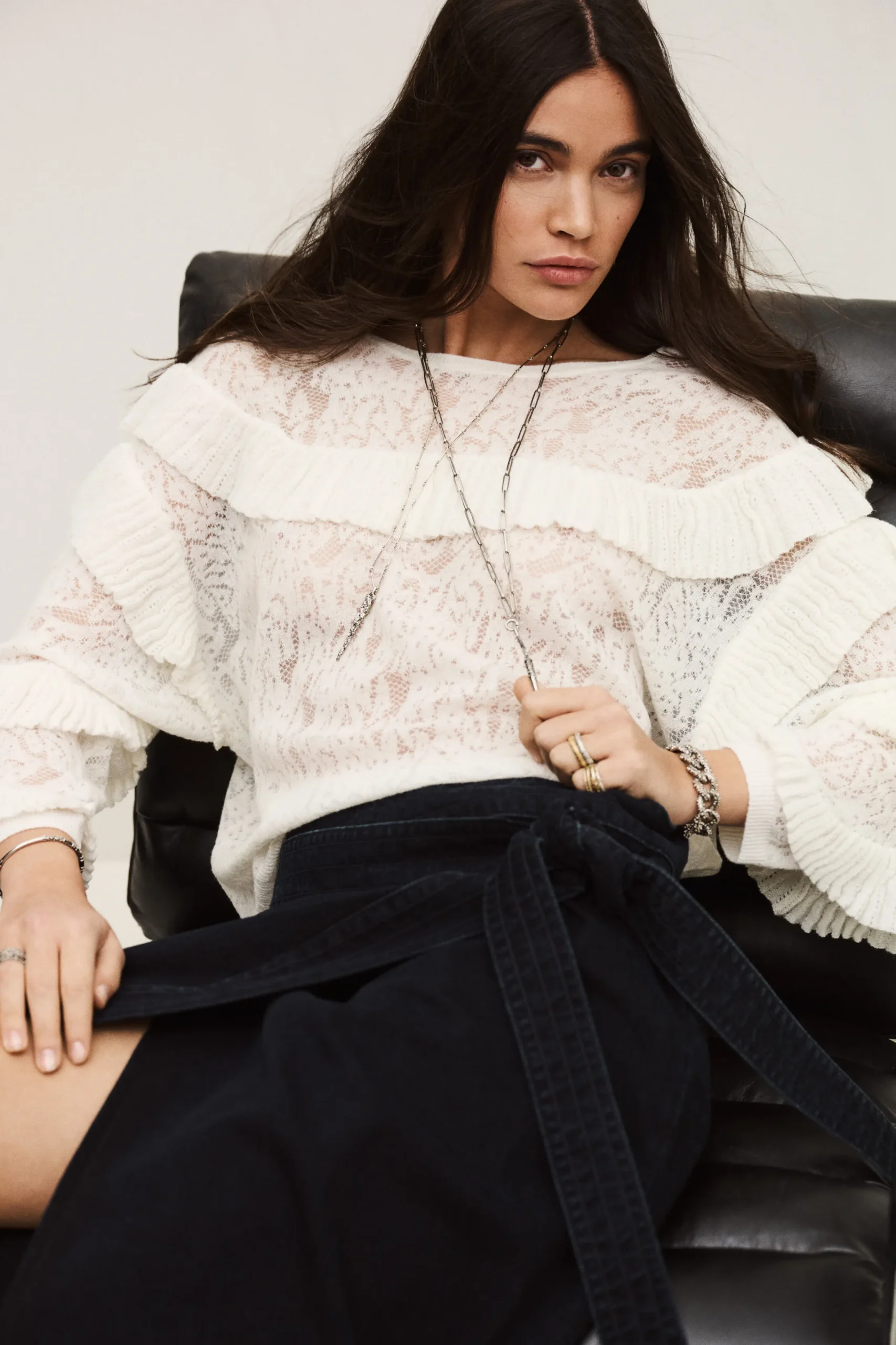 Ba&Sh LUCAS suéter de encaje oversize ECRU Outlet