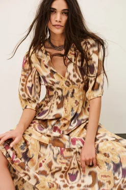 Ba&Sh MADELIA vestido midi estampado AMARILLO Discount