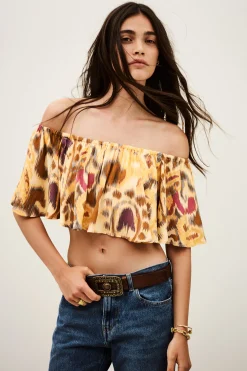 Ba&Sh MANTHEA top bustier con volantes AMARILLO Hot
