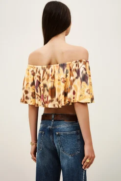 Ba&Sh MANTHEA top bustier con volantes AMARILLO Hot