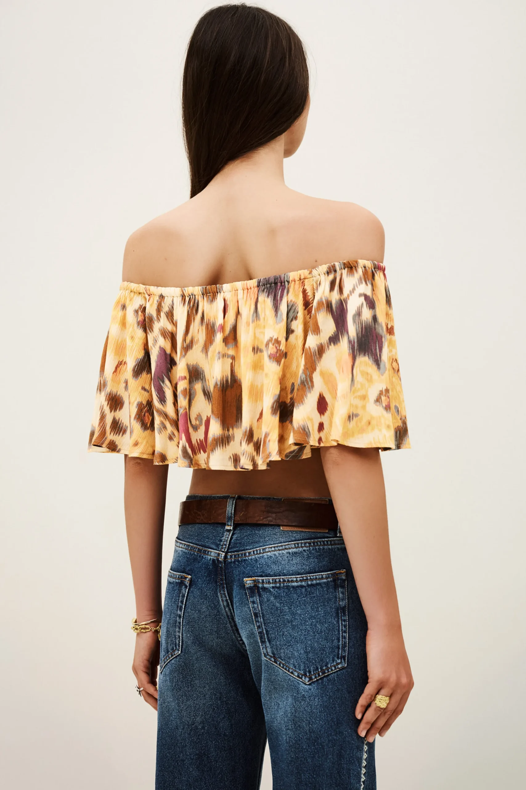 Ba&Sh MANTHEA top bustier con volantes AMARILLO Hot