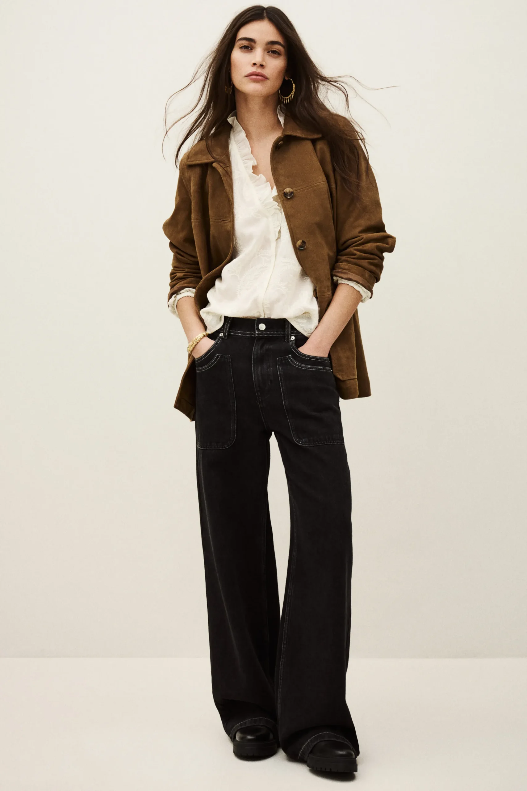 Ba&Sh MARIO chaqueta larga de terciopelo MARRON New