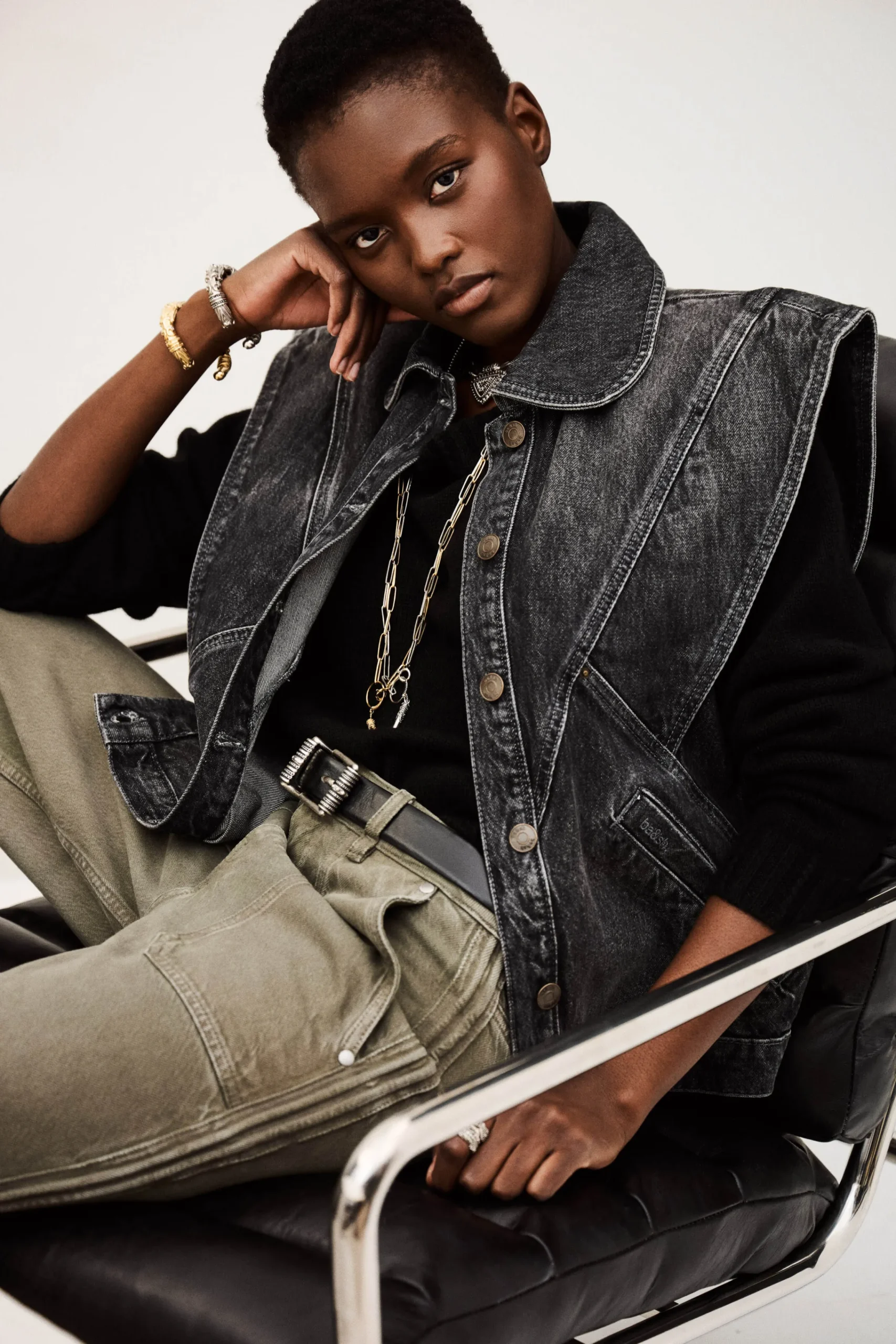 Ba&Sh MAX chaqueta vaquera oversize NEGRO Sale