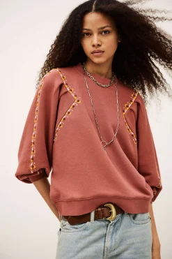 Ba&Sh MESTA sudadera bordada PINK Hot
