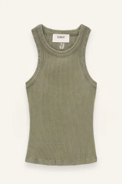 Ba&Sh MIA camiseta sin mangas de algodón VERDE Hot