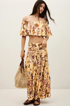 Ba&Sh MIACOMA falda midi estampada AMARILLO Discount