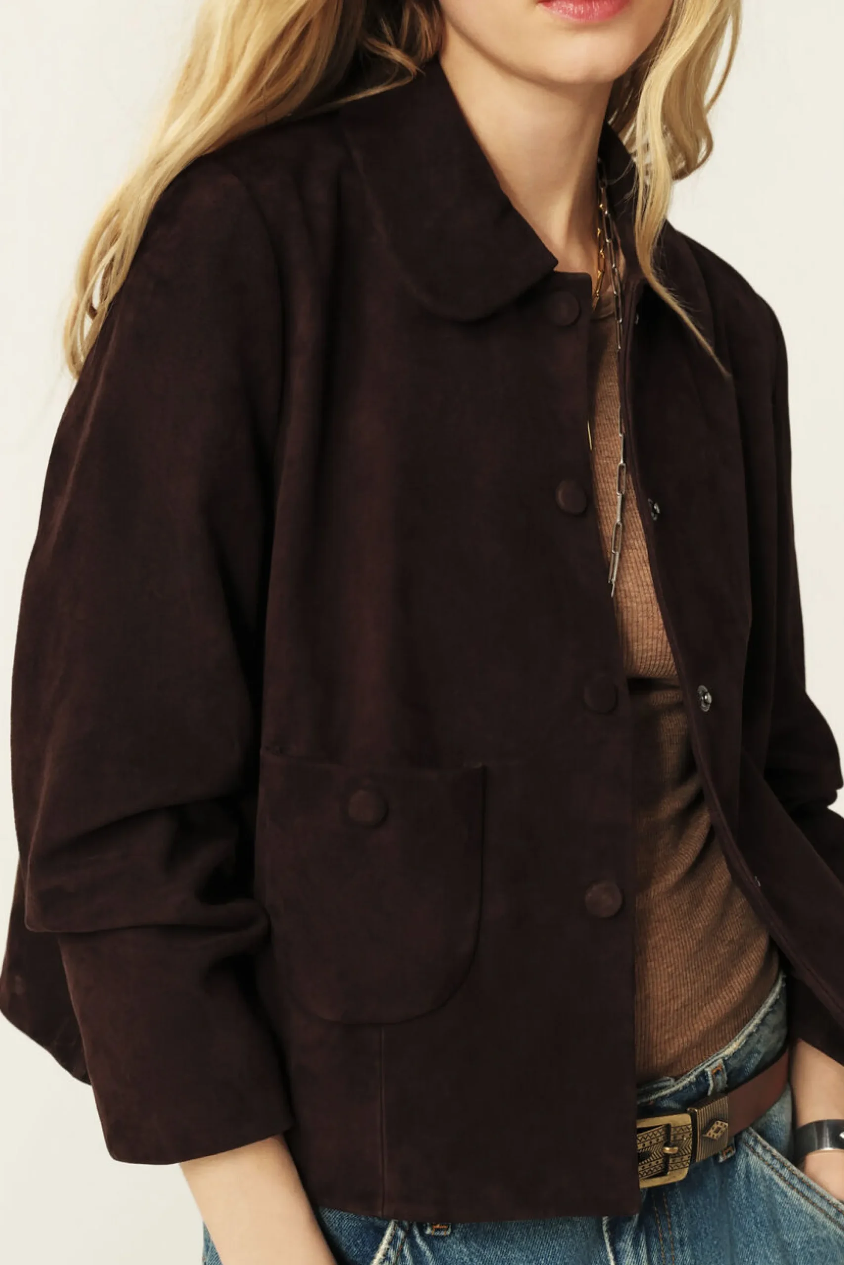 Ba&Sh MILAS chaqueta de corte recto MARRON Hot
