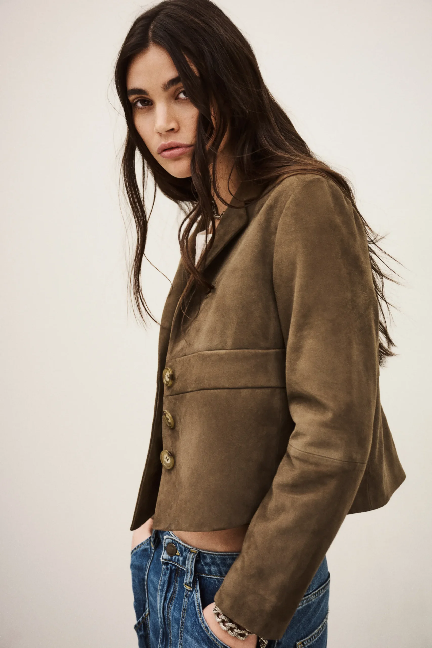 Ba&Sh MORFEO chaqueta de cuero terciopelo VERDE Clearance