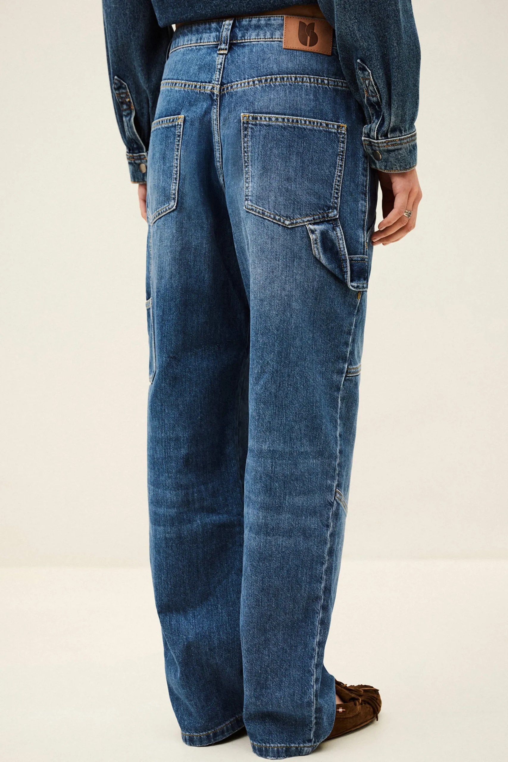 Ba&Sh MOYCE vaqueros cargo con textura AZUL New