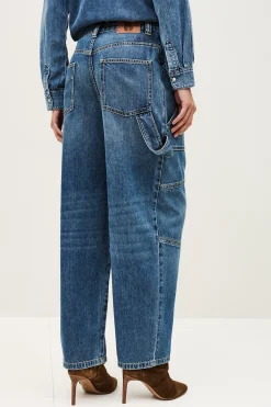 Ba&Sh MOYCE vaqueros cargo con textura AZUL New