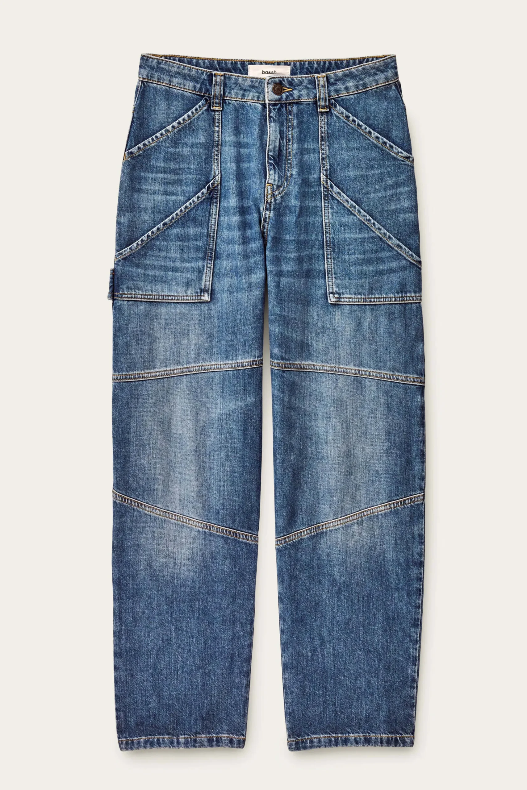 Ba&Sh MOYCE vaqueros cargo con textura AZUL New