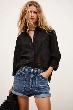 Ba&Sh MURIEL camisa de mangas /4 NEGRO Outlet