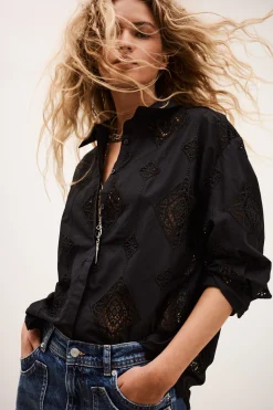 Ba&Sh MURIEL camisa de mangas /4 NEGRO Outlet