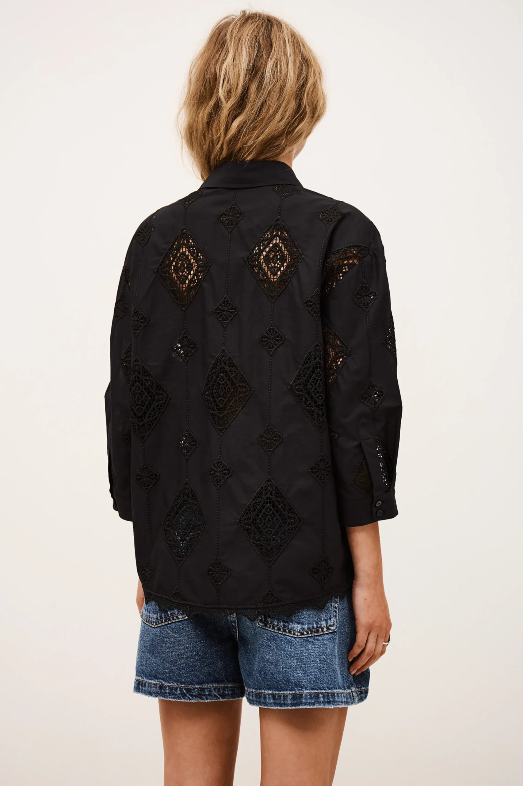 Ba&Sh MURIEL camisa de mangas /4 NEGRO Outlet