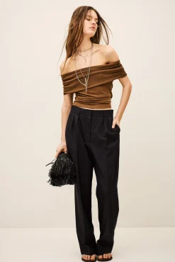 Ba&Sh NANI pantalón ancho de lana € 225 € 157,50 AZUL Clearance