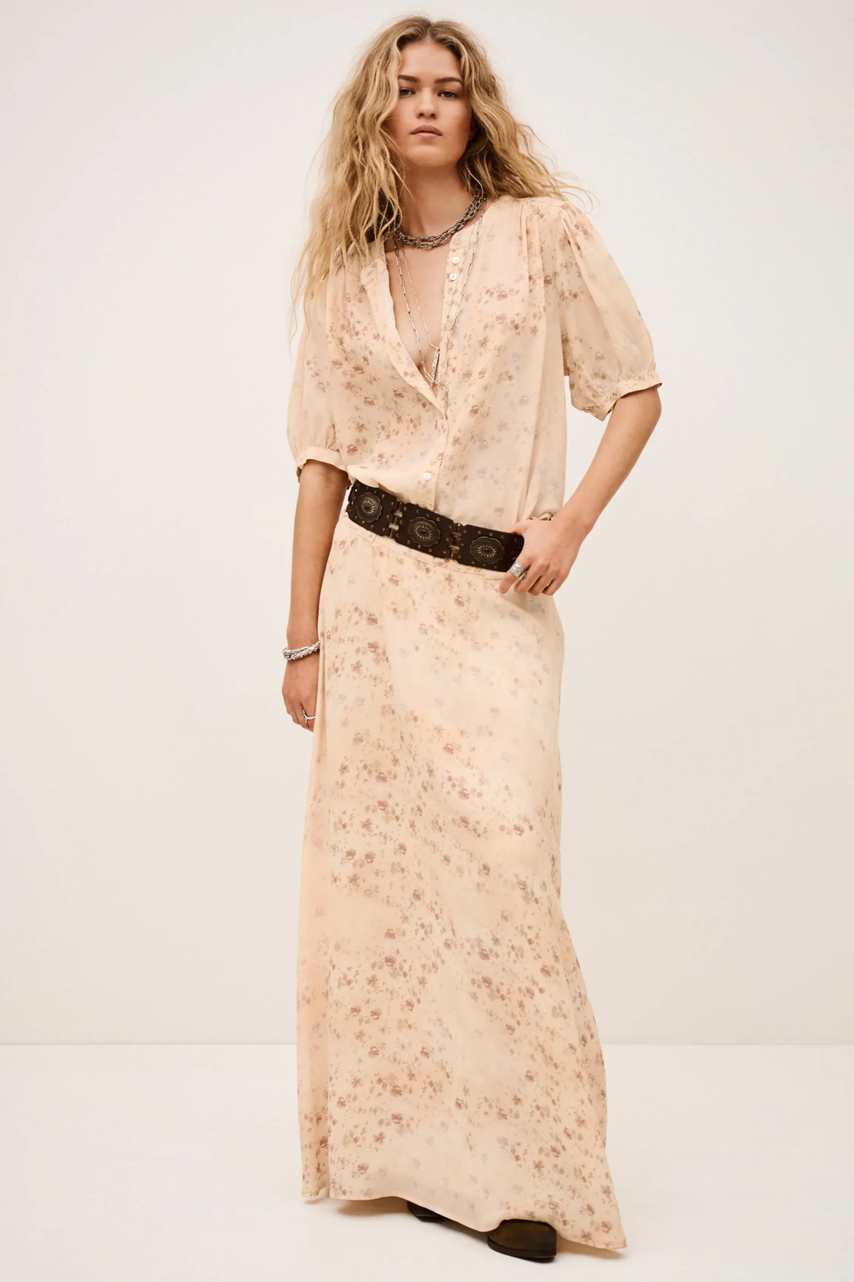Ba&Sh NATTALINA falda larga estampada ECRU Best