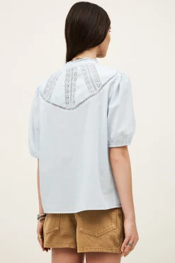 Ba&Sh NELLA camisa de algodón AZUL Clearance