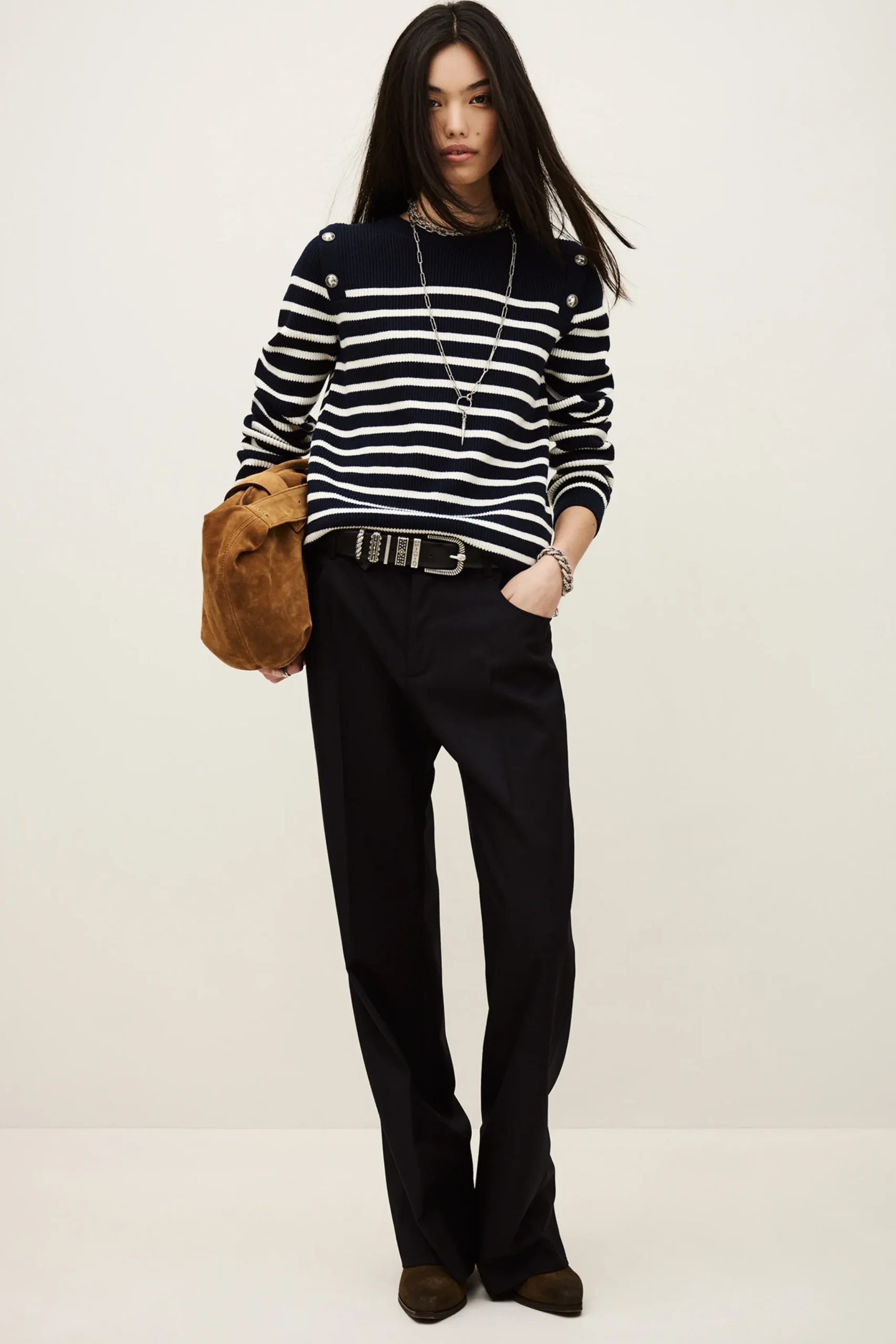 Ba&Sh NIVES pantalón bootcut de lana € 215 € 150,50 AZUL New