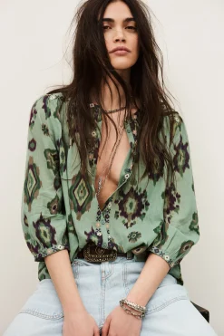 Ba&Sh ODELIE camisa estampada VERDE Sale
