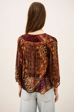 Ba&Sh ODETTA blusa estampada con mangas ROJO Best
