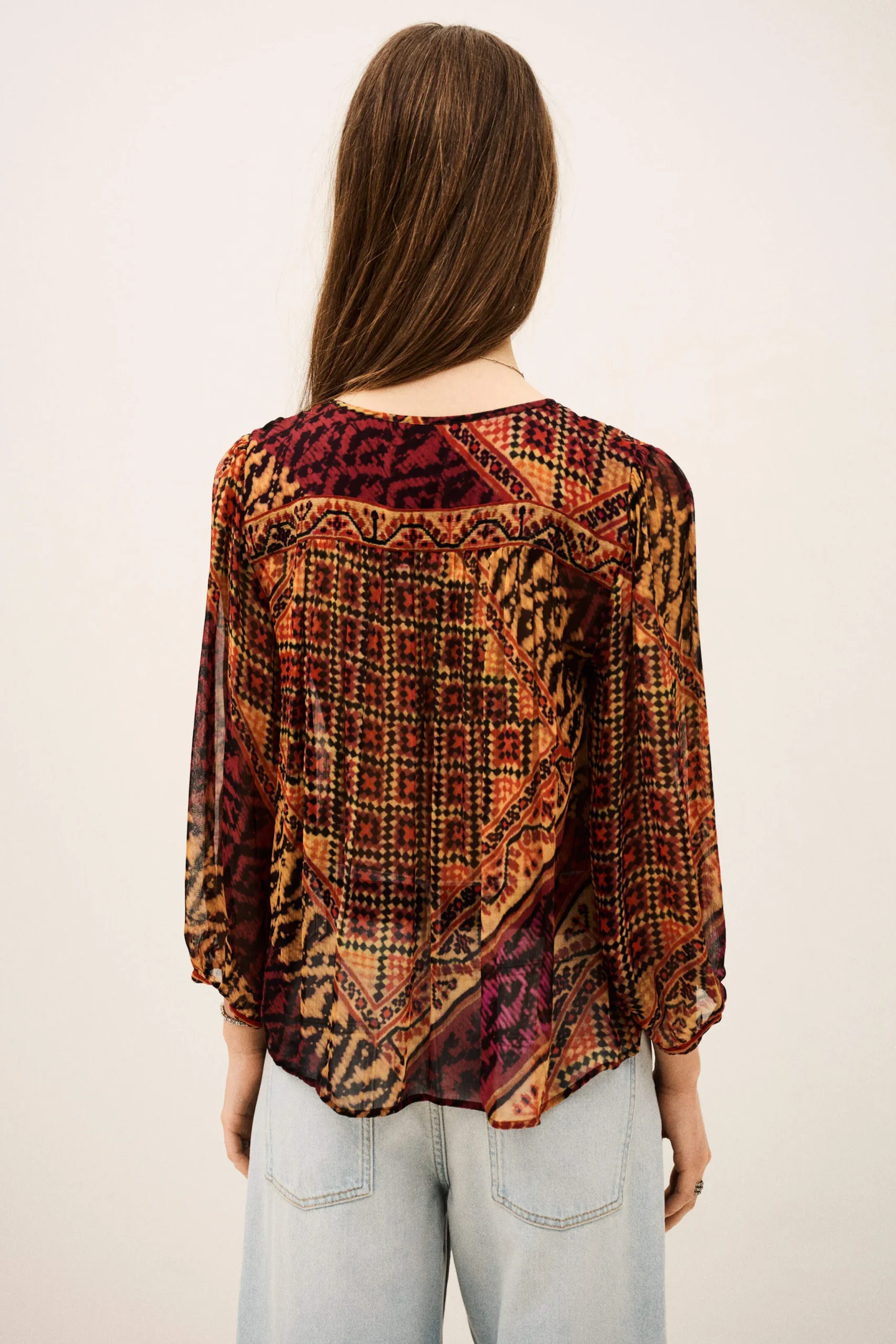 Ba&Sh ODETTA blusa estampada con mangas ROJO Best