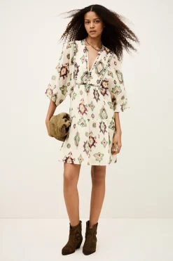 Ba&Sh OLALIE vestido corto ECRU