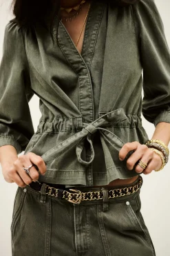 Ba&Sh OLAVINA wrap top VERDE Online