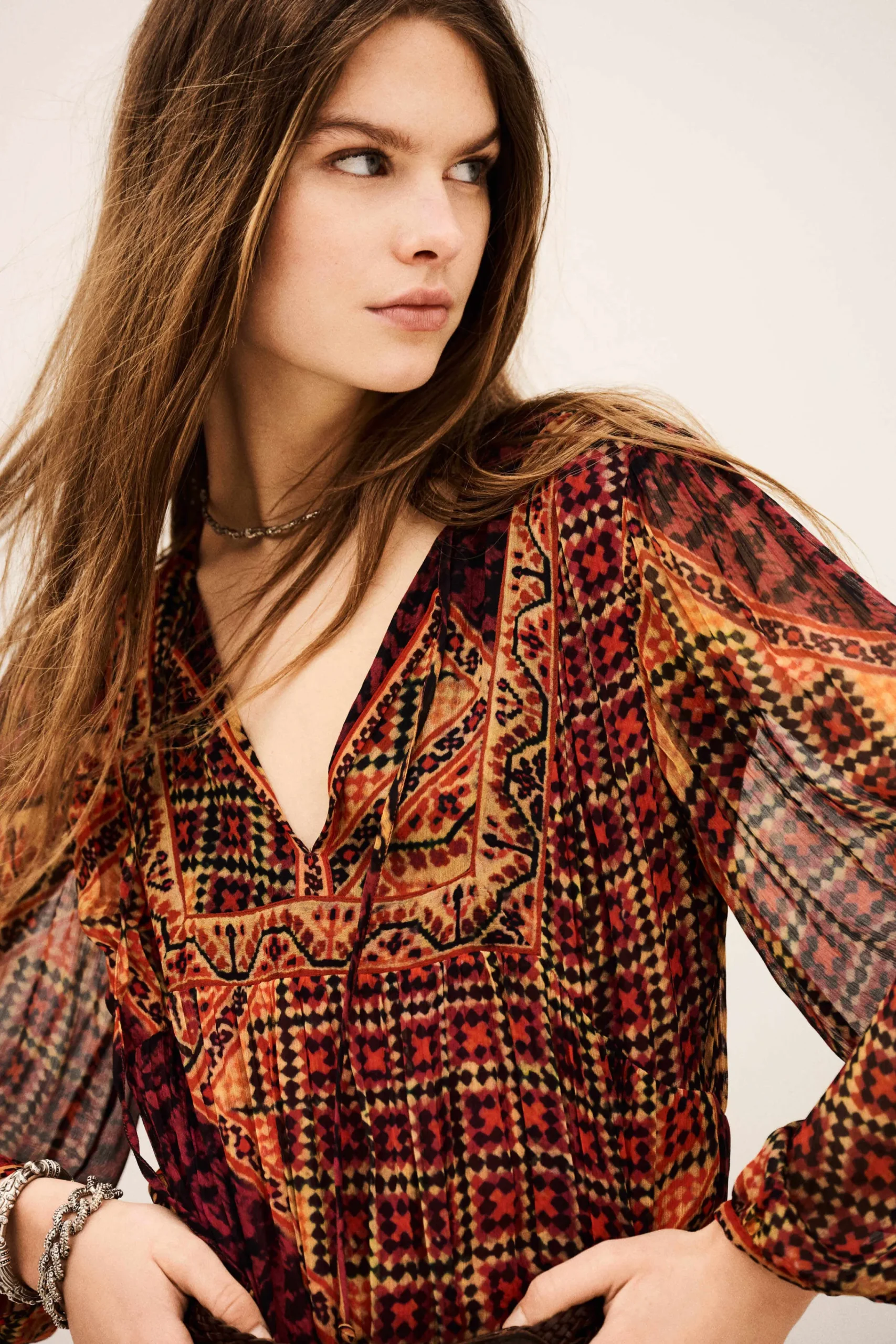 Ba&Sh ORIA vestido midi suelto ROJO Clearance