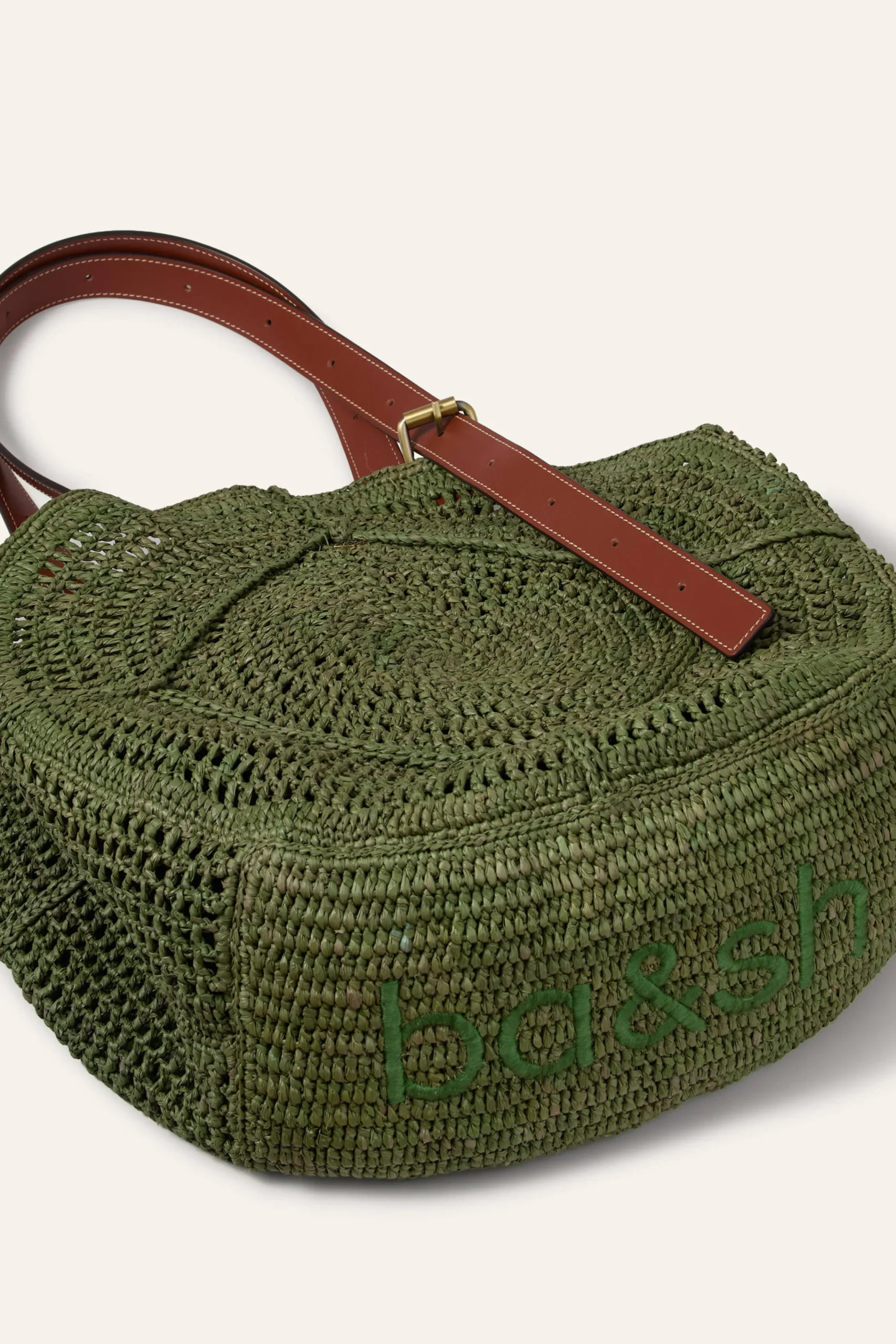 Ba&Sh PALMA cesta de rafia VERDE New