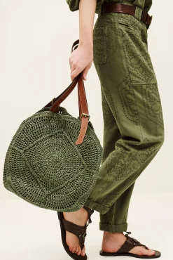 Ba&Sh PALMA cesta de rafia VERDE New