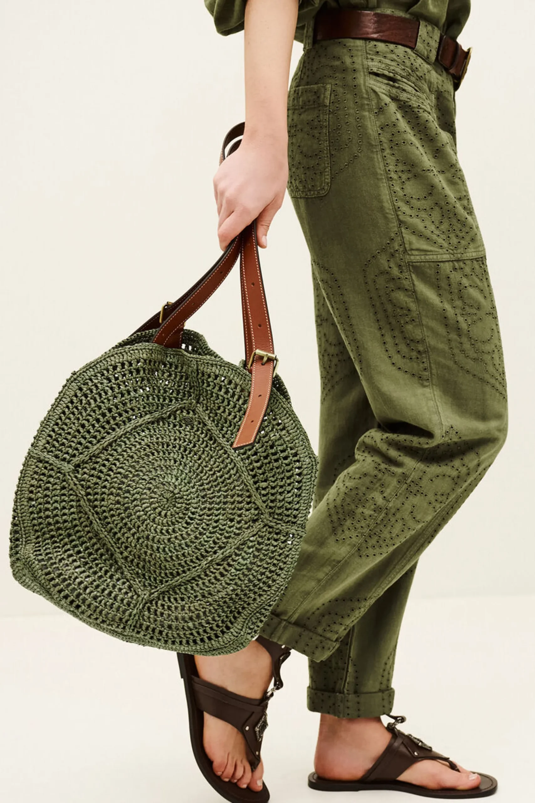 Ba&Sh PALMA cesta de rafia VERDE New