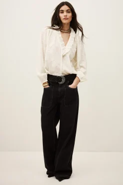 Ba&Sh PETTY blusa jacquard ancha ECRU Discount
