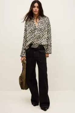 Ba&Sh PIA blusa larga estampada ECRU New