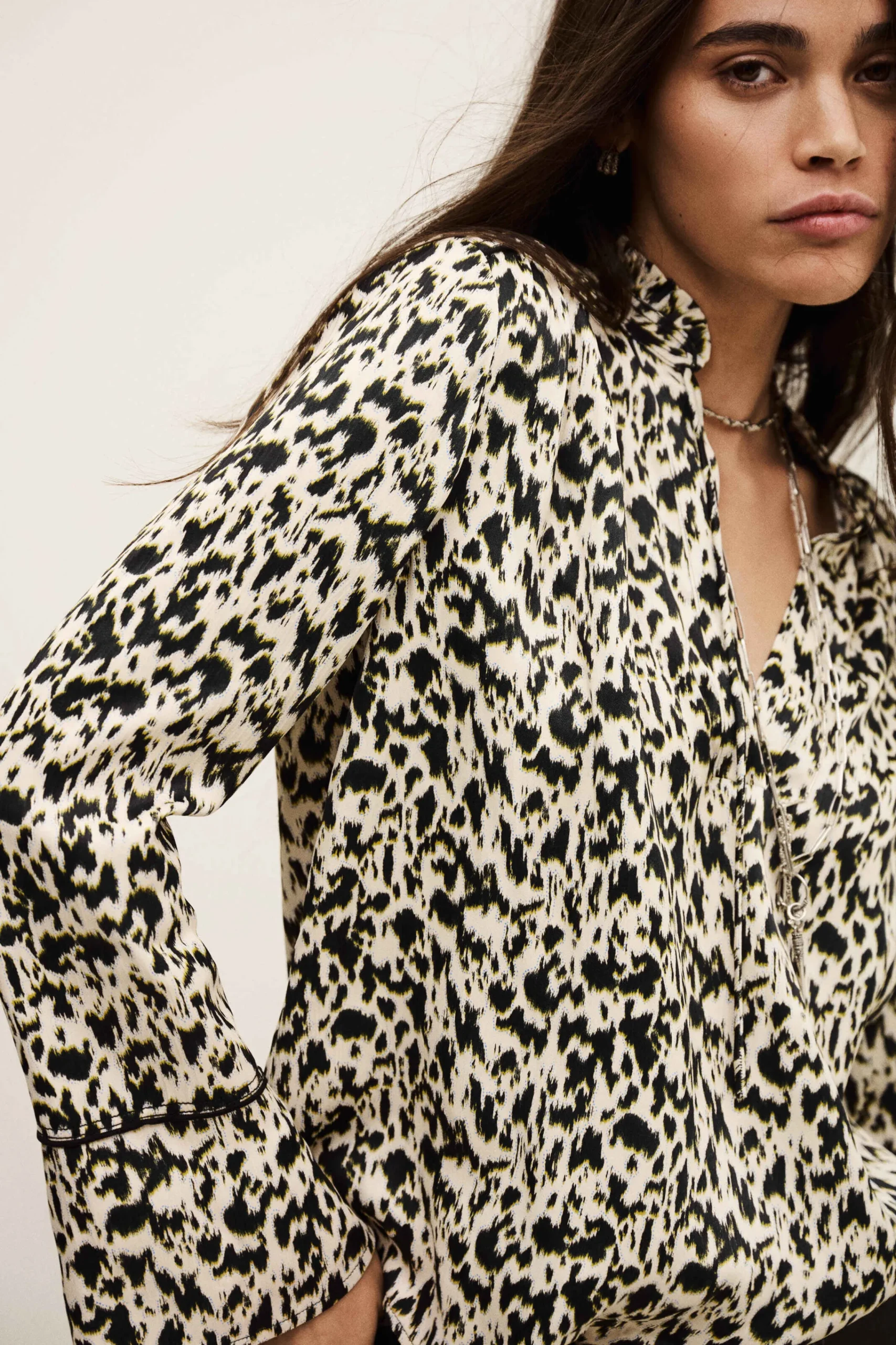 Ba&Sh PIA blusa larga estampada ECRU New